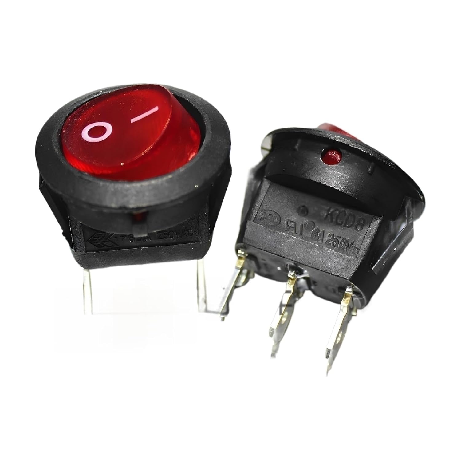 Boat Type Switch KCD8-11N 3 pin red 220V 6A