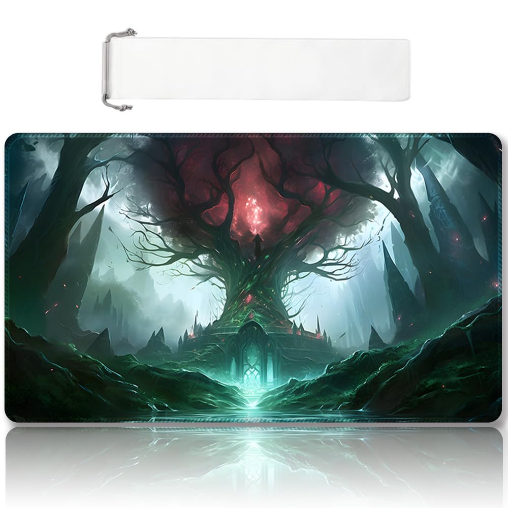 Premium Stitched MTG Playmat with Zones and Non-Slip Rubber Backing - TCG Play Mat for MTG and Other Card Games - Colorful Design with Vintage Look and Feel (DKT (107),No Zones)
