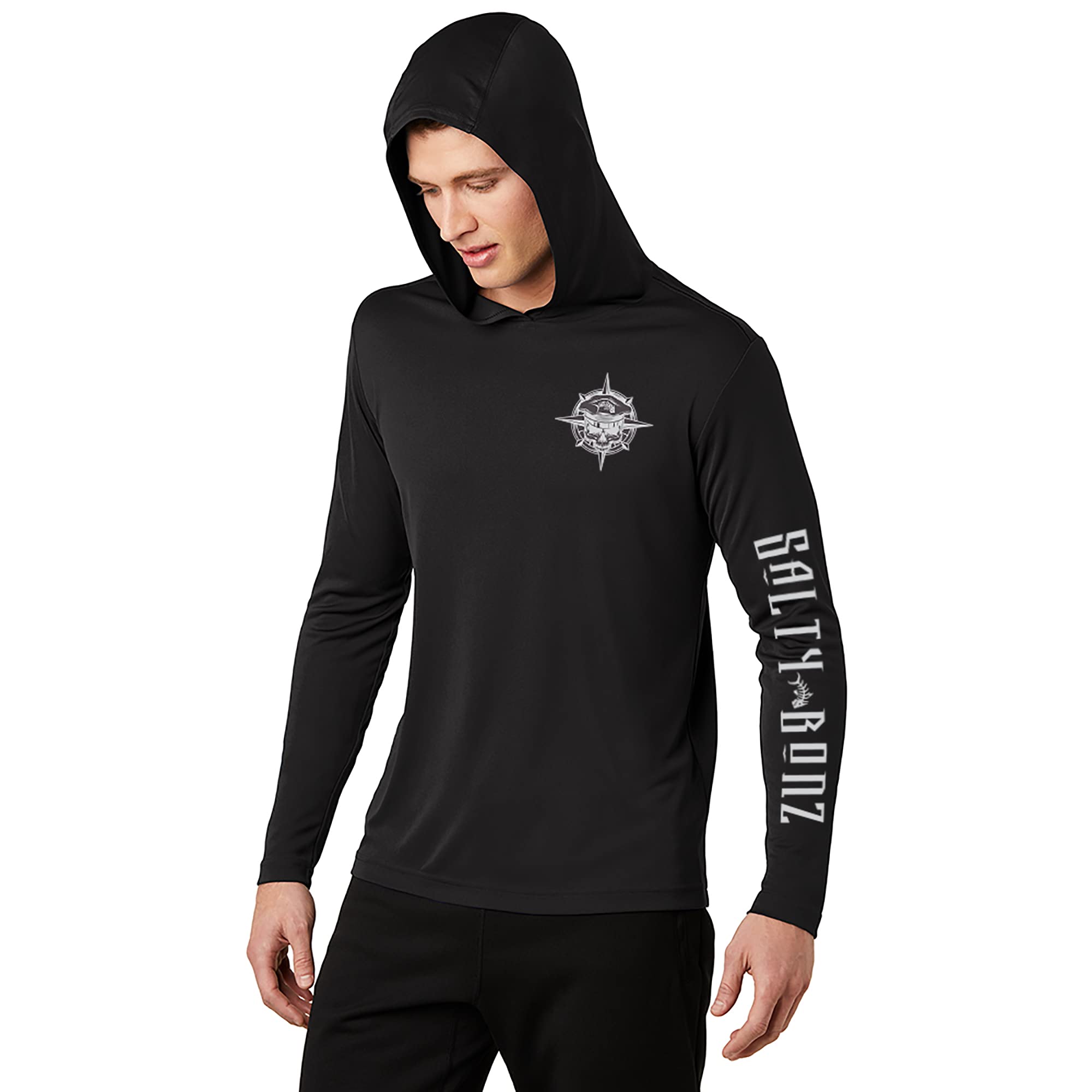 Salty Bonz Smooth Seas Long Sleeve Moisture Wicking Long Sleeve Performance Hoodie with 50+ UPF Protection