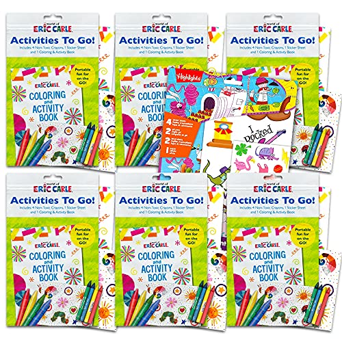 World of Eric Carle Coloring Pack Party Favors ~ Set of 6 Eric Carle Play Packs with Stickers, Crayons and Coloring Activity Book in a Resealable Pouch