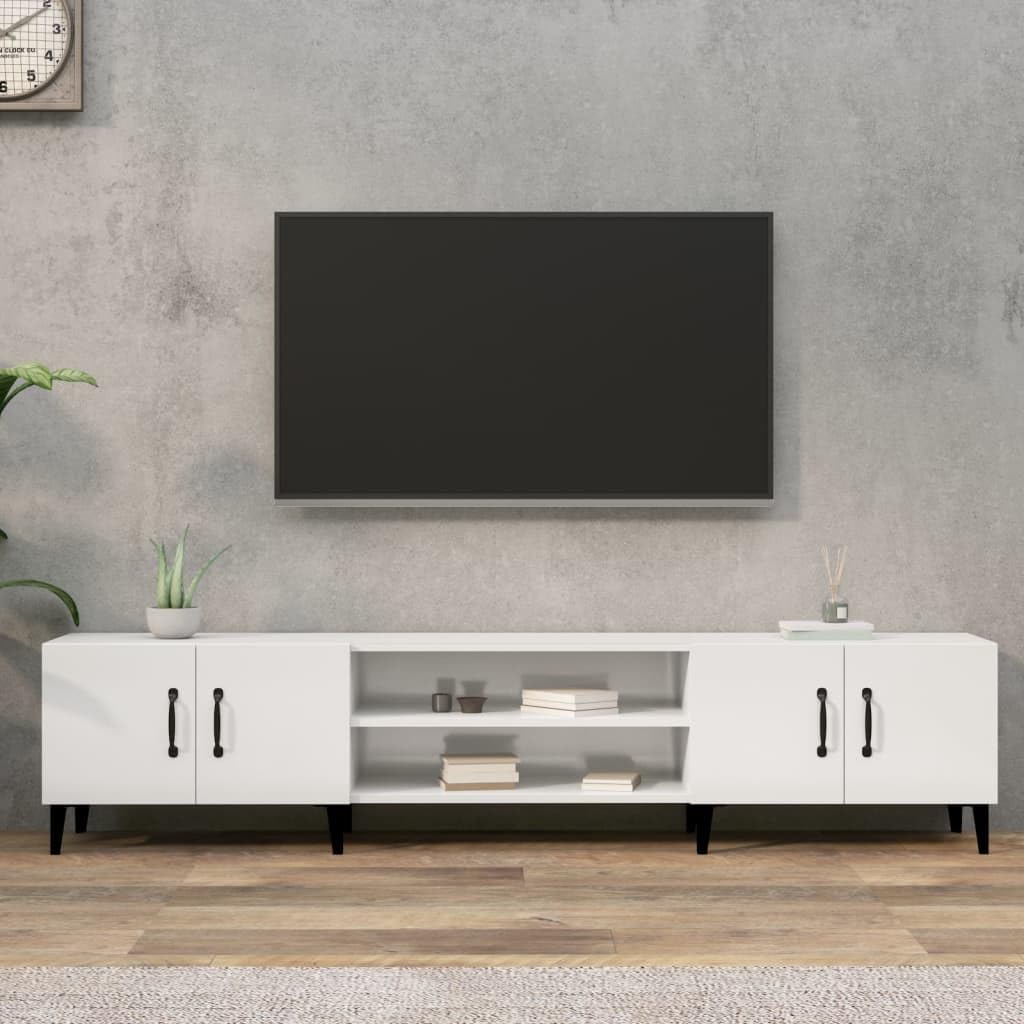 vidaXL Mobile Porta TV Bianco Lucido 180x31,5x40 cm Legno Multistrato, mobiletto, mobiletto HiFi, Mobile per dispositivi multimediali, Supporto TV