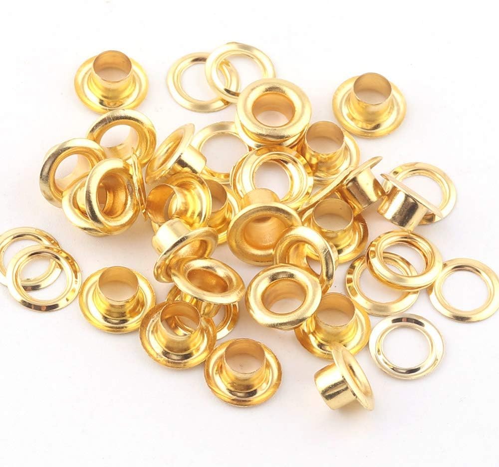 MATIN IMPEX Gold Eyelets Grommets with Washers Metal Bead Cores | Rivets Metal Eyelets for Canvas Clothes/Leathercraft Shoes/Purse Accessories 100pcs (Gold - 5mm)-image-7
