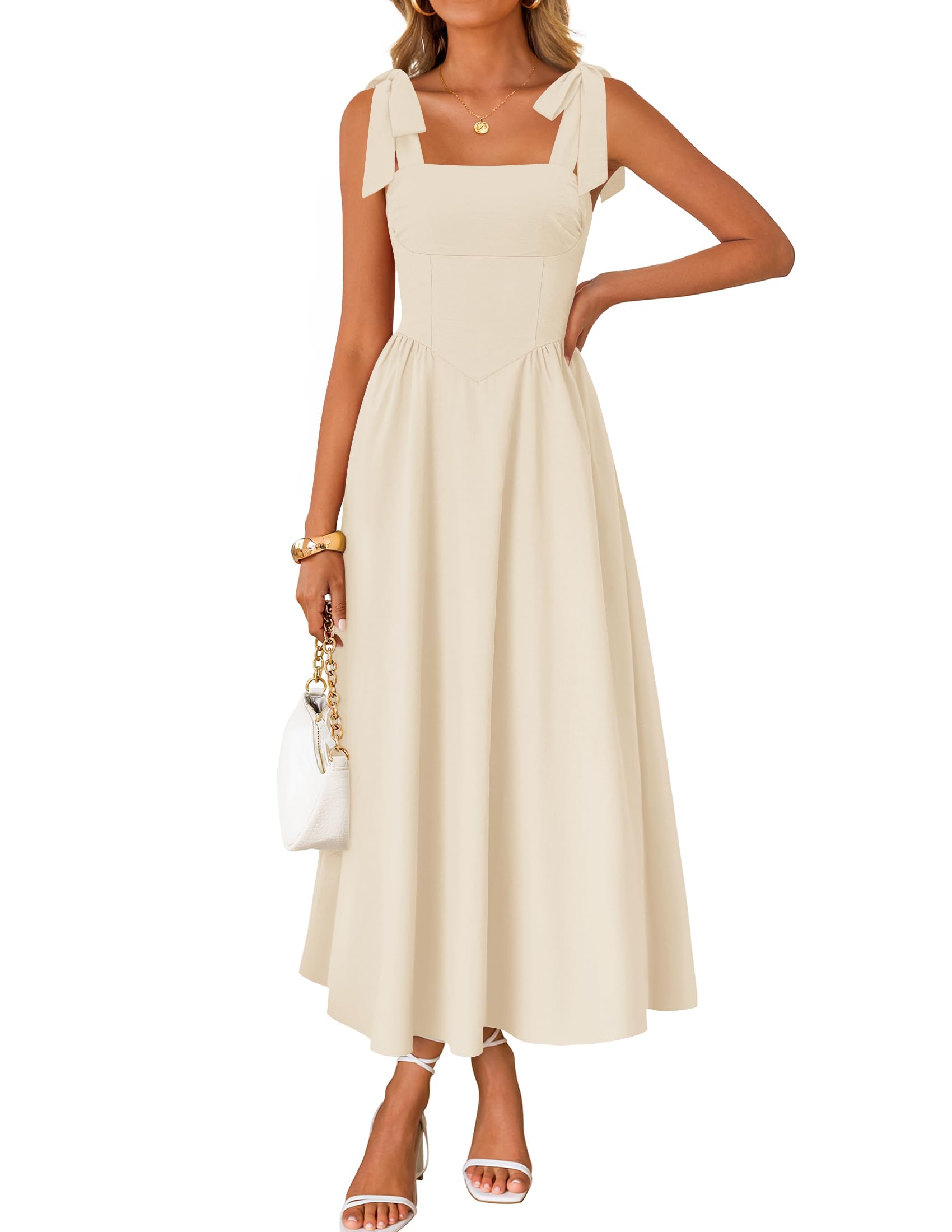 Women's Summer Tie Shoulder Wedding Guest Maxi Dress