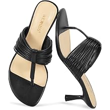 wetkiss Kitten Heels for Women Heeled Thong Sandals 2 Inch Heel Flip Flops with Round Open Toe, Dressy Comfort Sandals for Daily Fashion Party