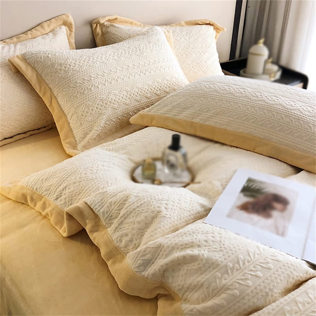 Cama Juego de Cuatro Piezas Velvet Tallado Invierno Espesado Tibio Tibio de Doble Cara Cubierta de Almohadilla de Almohadilla de Camisa de Terciopelo