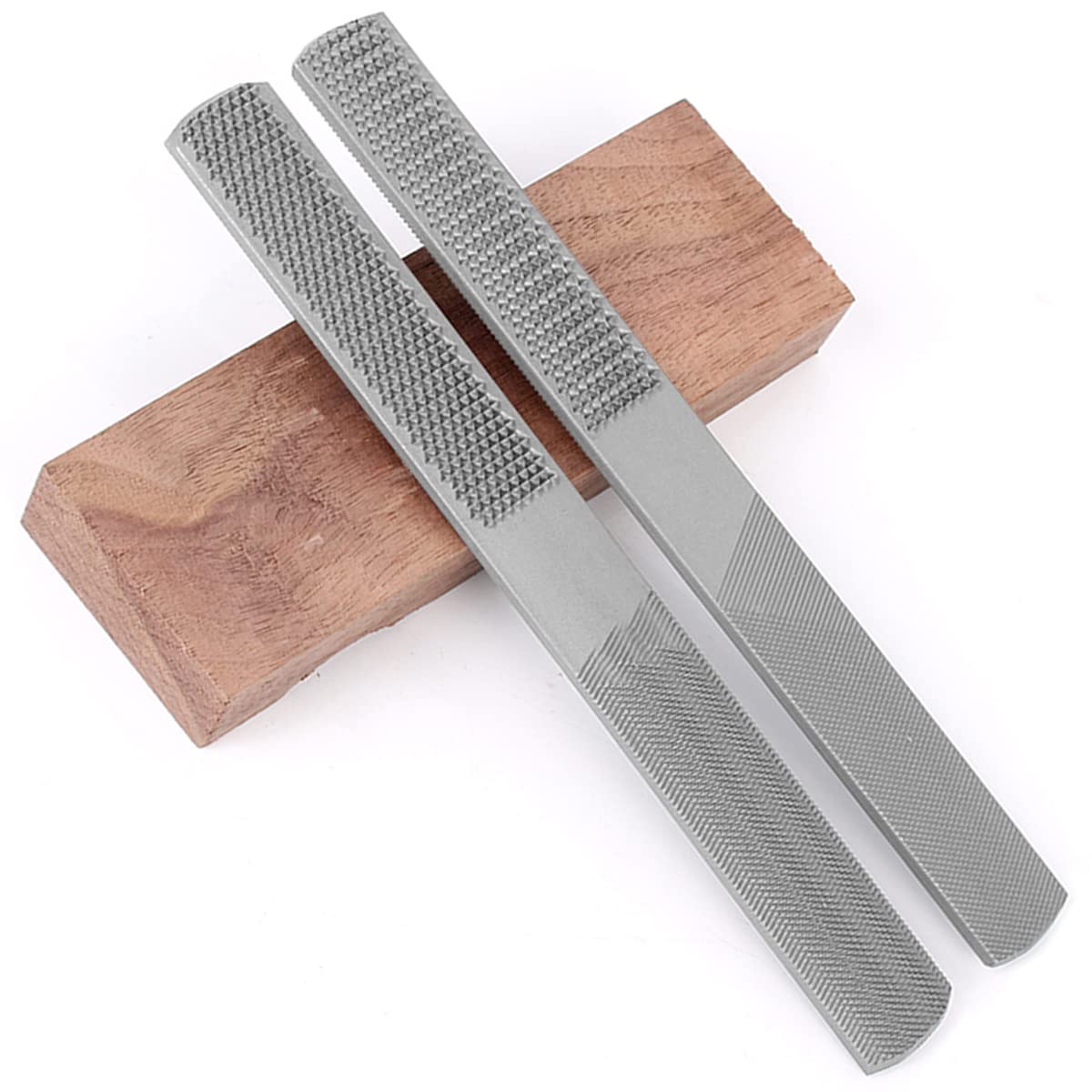 US 4-Way Wood Rasp File 2pcs Steel Hand File Durable Wood Rasp Set Half Round Flat and Needle Files Easy to Use Sharping Tools for Wood Metal Woodworking