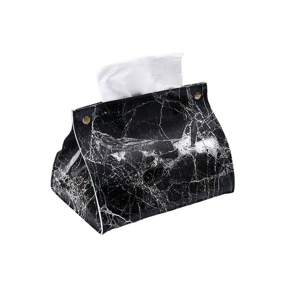 Tissue Case Tissue Case Box Container PU Leather Marble Pattern Napkin Holder Papers Bag Cosmetic Pouch Organizer Tissue Dispenser