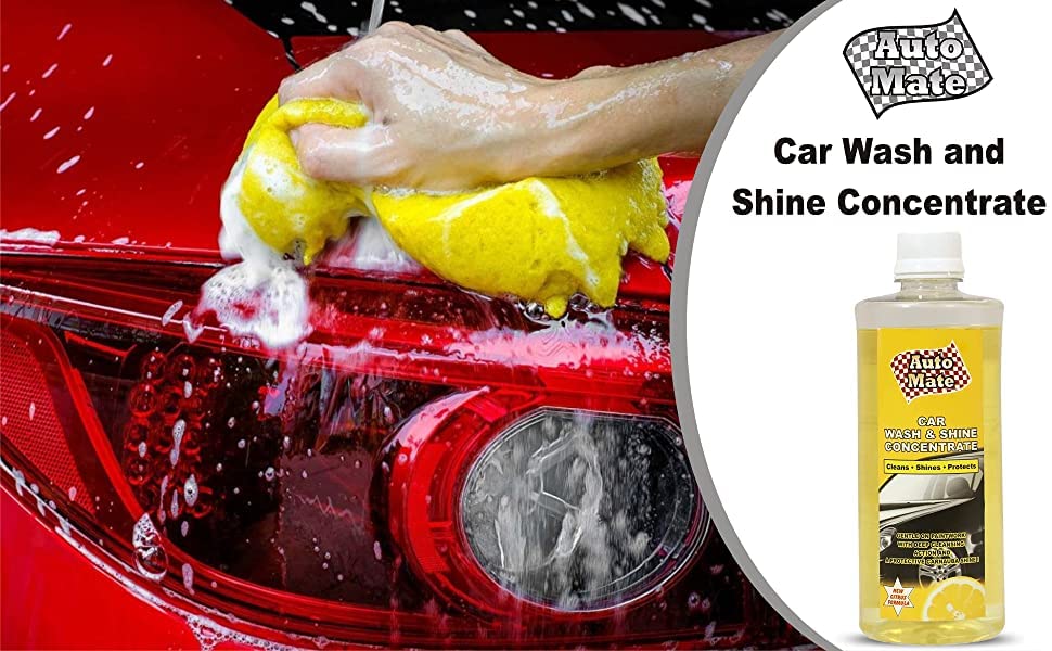 AUTO MATE AEROL Car Wash & Shine Concentrate, pH Neutral Car Shampoo, Citrus Fragrance, Carnauba Wax Foam Wash, High Gloss Finish, Dirt Remover for Cars, Bikes & All Vehicles, 500 ml, 500 g 4