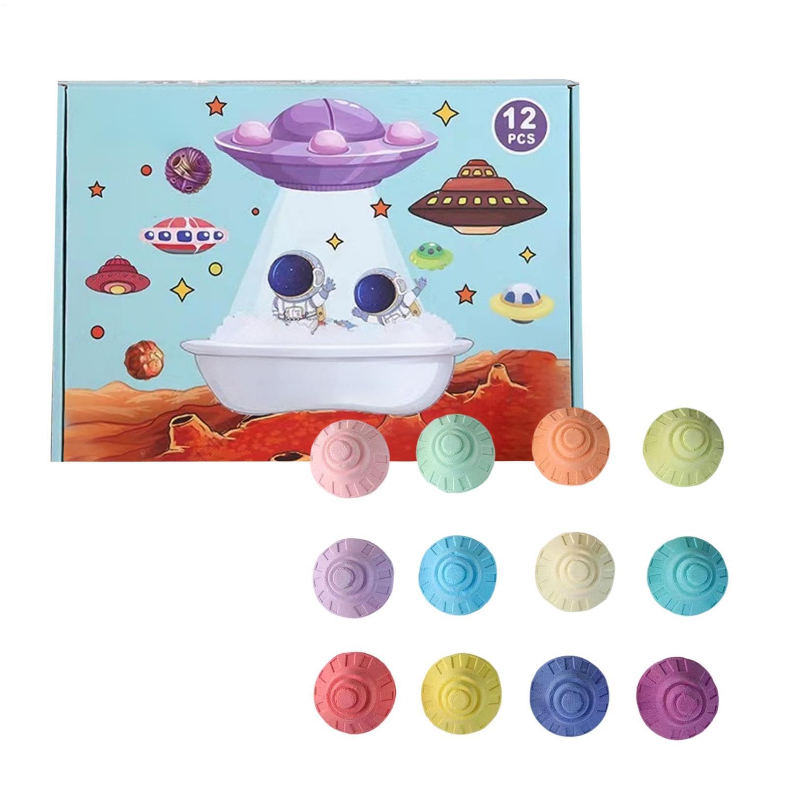 Badekugeln mit 12-teiligem Untertassen, Weltraumreinigung, Körperreinigung | Set mit Schaumbällen für Bad – für Jungen Mädchen Geburtstag Badezimmer Toilette WC Hotel