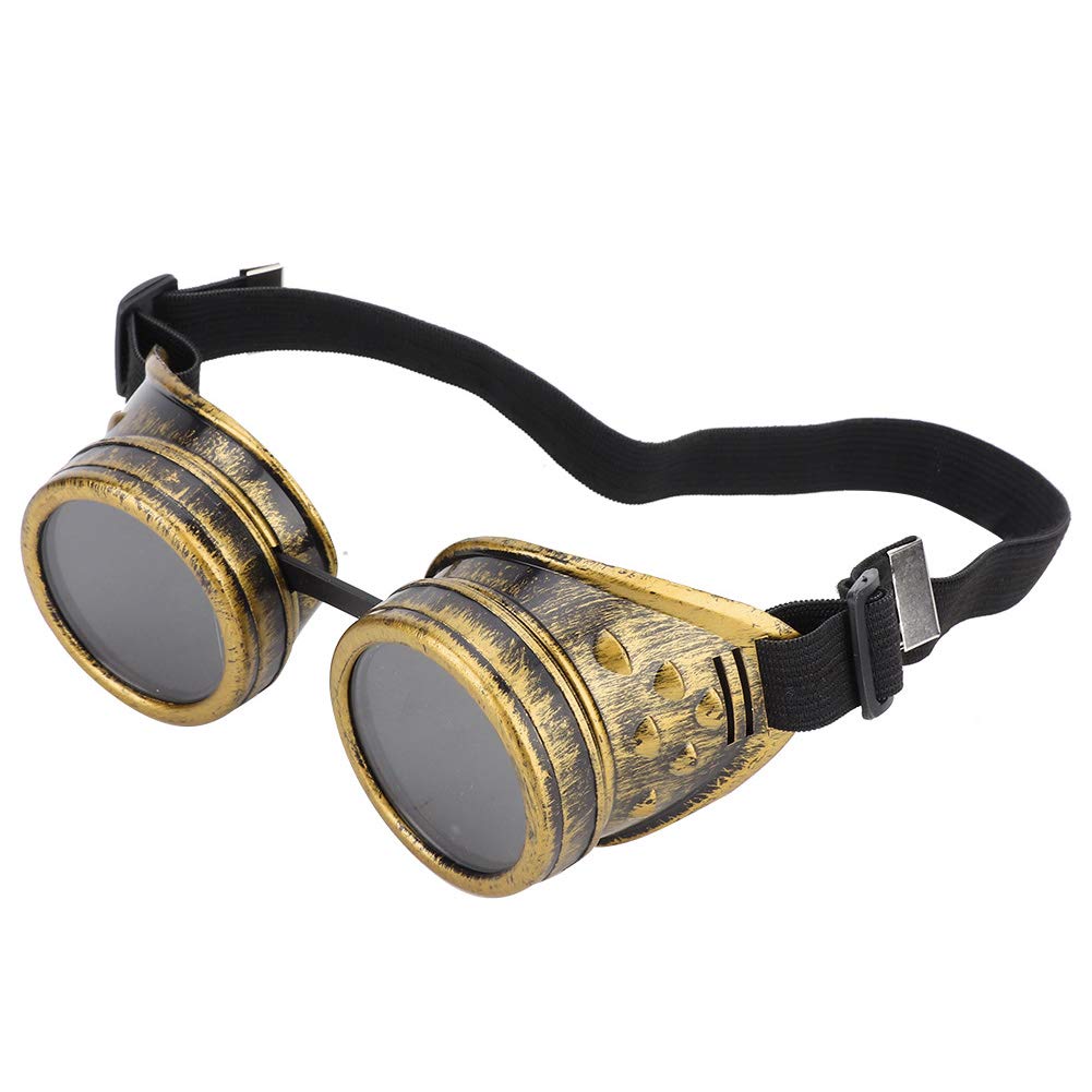 ABS Vintage Steampunk Goggles, Adjustable Double Layer Sunglasses, Cosplay Goggles with Elastic Head Strap, Interchangeable Lenses, Ideal for Halloween Party Costume