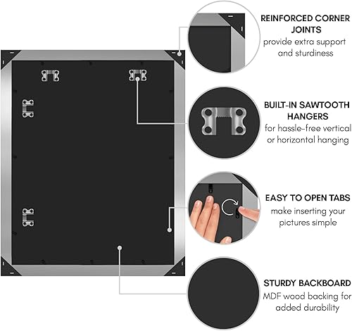 Vista 876 de Americanflat - Marco para póster de 71 x 74 cm con plexiglás pulido, portarretratos negro de madera industrializada, Epic Collection, marco ancho
