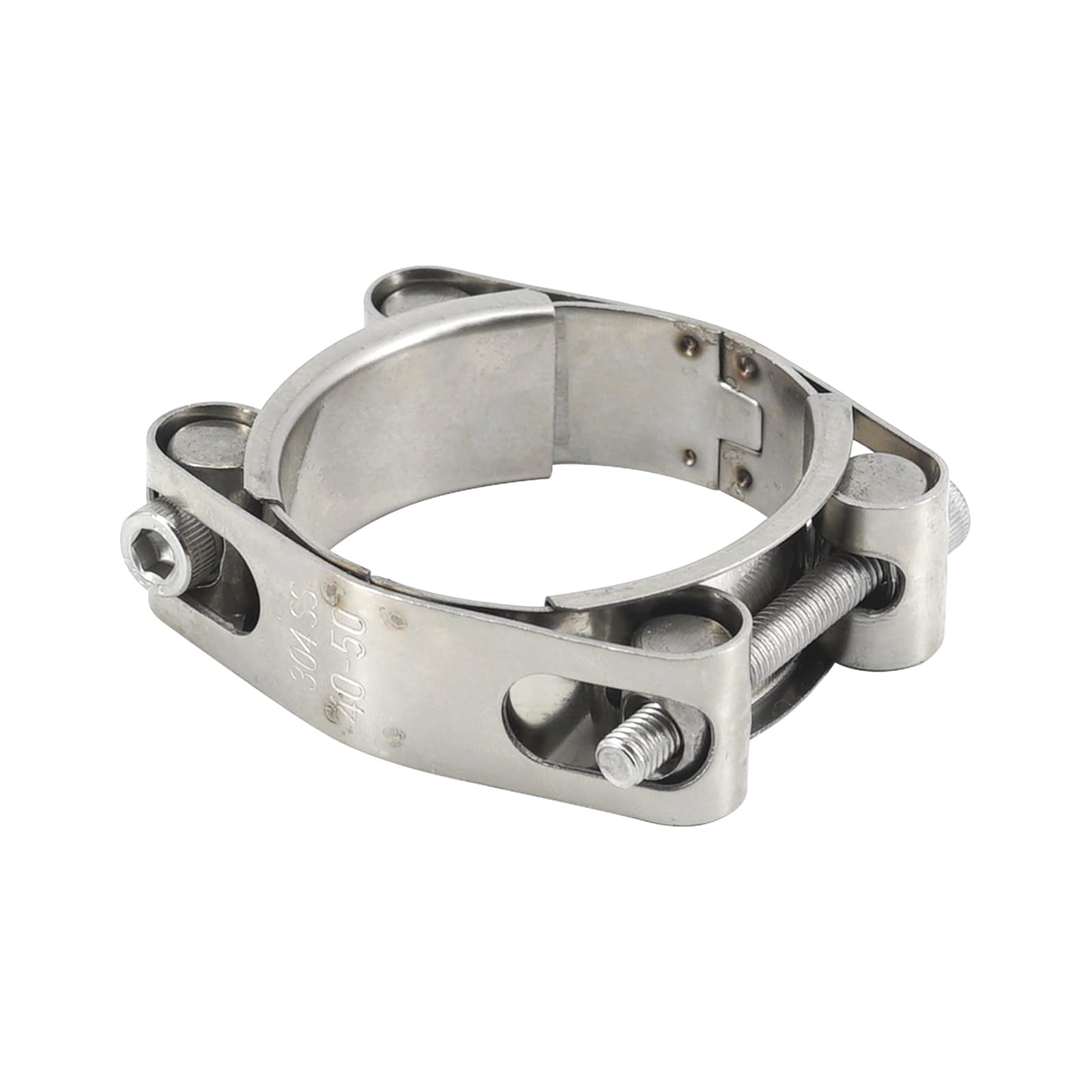 Schlauchschellen, 45–55 mm, T-Bolzen, strapazierfähig, verstellbar, 304 Edelstahl, Doppelkopf, doppellagig, 2 Stück