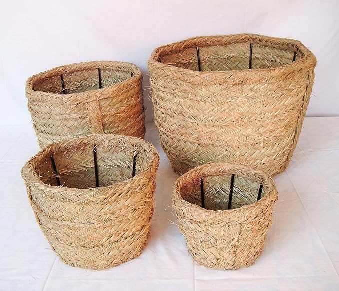Sillas y Mesas Peña Macetero Circular Artesanal de Esparto. Estructura de Forja. (47cm, 35cm)