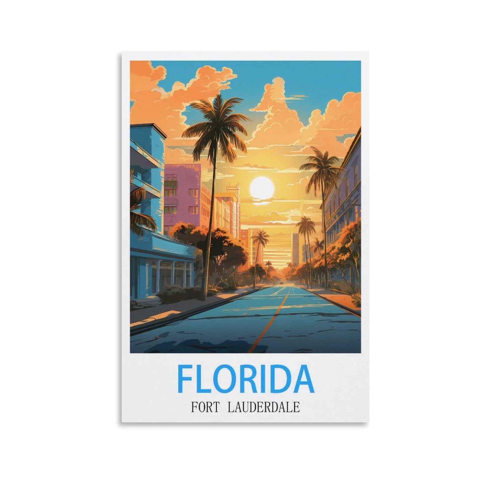 Tin Signs Retro,Florida Fort Lauderdale,Wall Art Decorative Plaque Decor for Home Livingroom Bedroom Cafes Coffee Bars Decoration Gifts 30x30cm