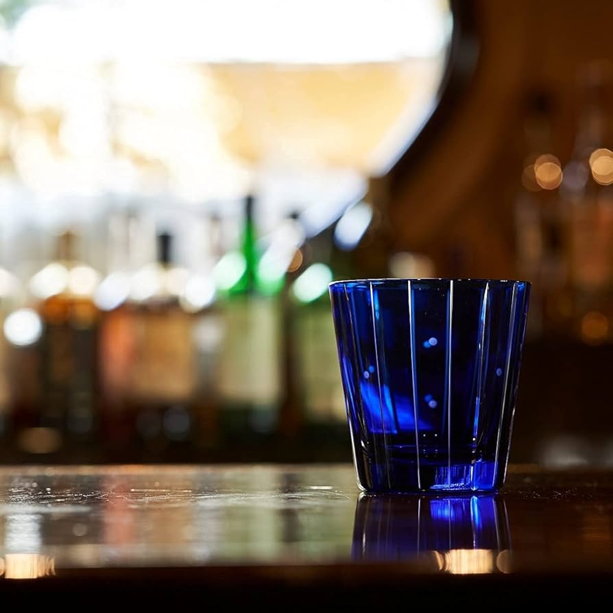 太武朗工房　江戸切子　立菱縞紋　天開オールドグラス　ルリ　グラス Amazon | 【 太武朗工房 公式 直販 】 江戸切子 立菱縞紋 天開