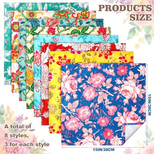 Mindsoft FEN-MINDSOFT-650 24 Pcs Cotton Cloth Napkins Mix Lot Napkins Floral Napkins 15 X 15 Inch Hand Block Flower Print Napkins Washable Indian Napkins Cloth thumb #1
