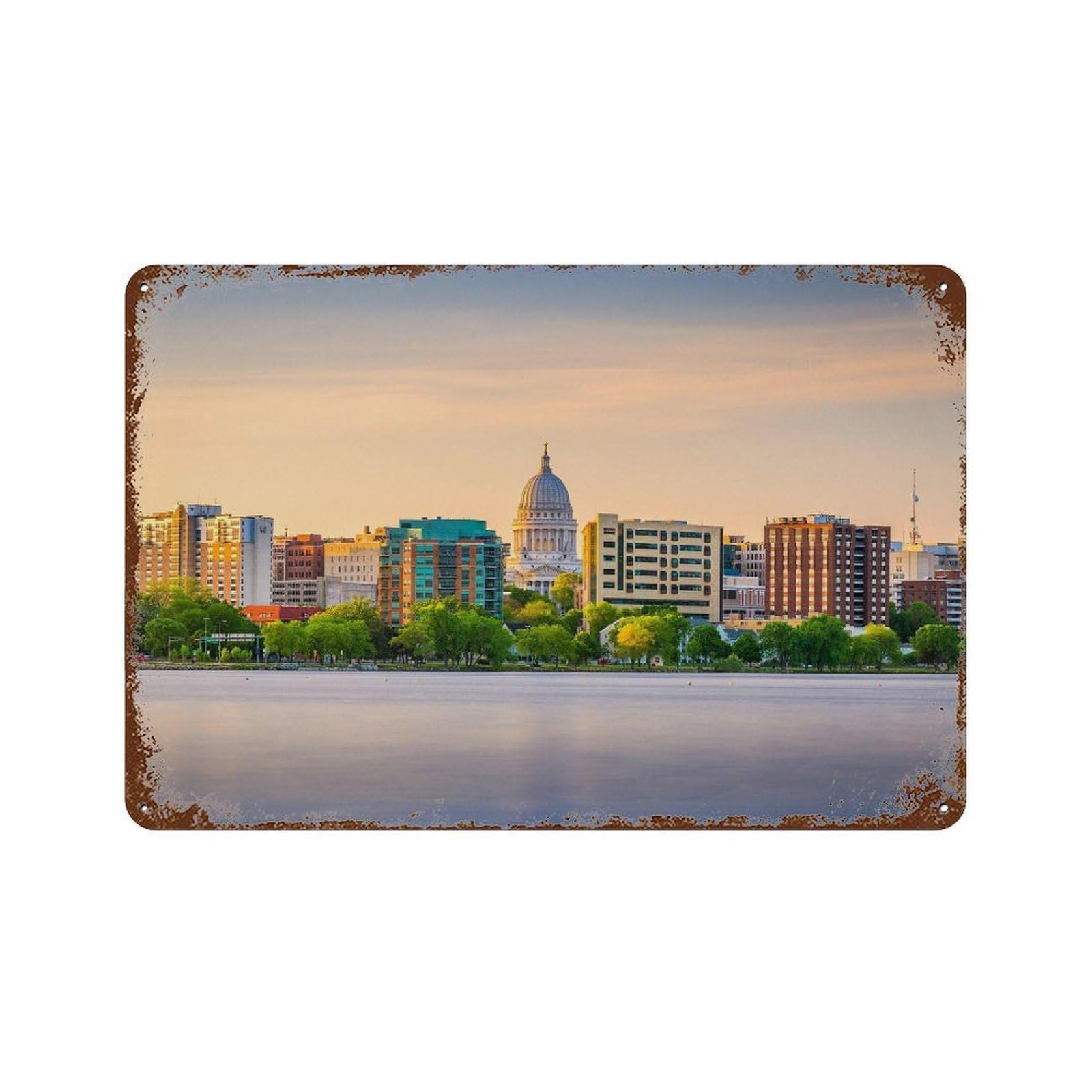 xiaoxiaoshen Real Photo Madison Decor Wisconsin USA Wall Decor Art Metal Tin Poster Modern Home Decor Art Home Bar Shop Decorations Vintage Sign 20x30cm
