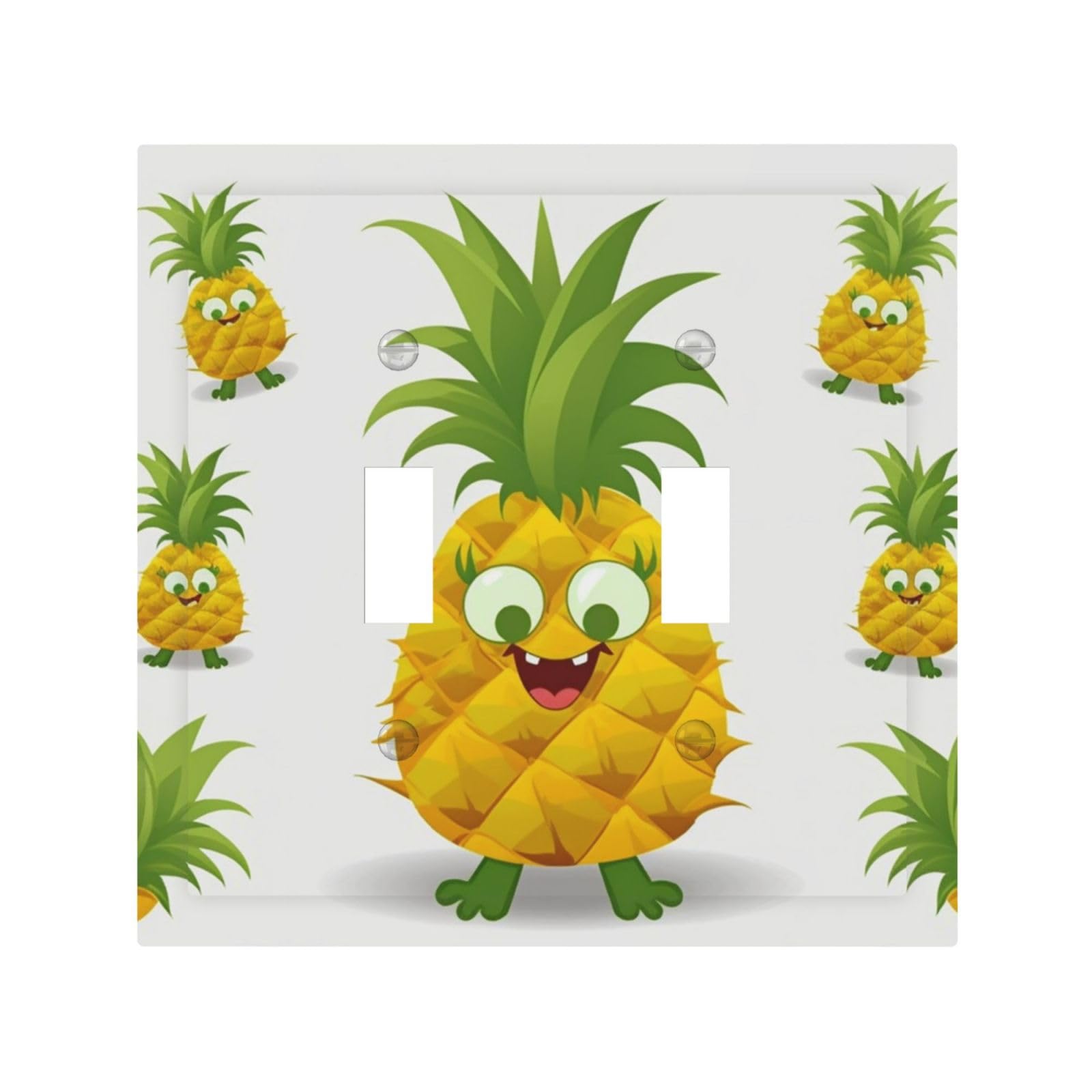 2-Gang Light Switch Cover Pineapple Wall Plate for Electrical Outlets Double Decorator Wall Plates 4.9" x 5" Mid-size Receptacle Outlet Covers Blank Faceplate Cover