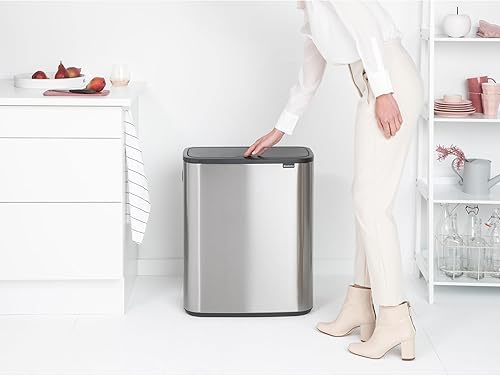 Vista 143 de Brabantia Bo - Cubo de basura – 1 cubo interior de 9.5 galones (acero mate FPP) cubo de basura para residuos/reciclaje, compartimento extraíble +
