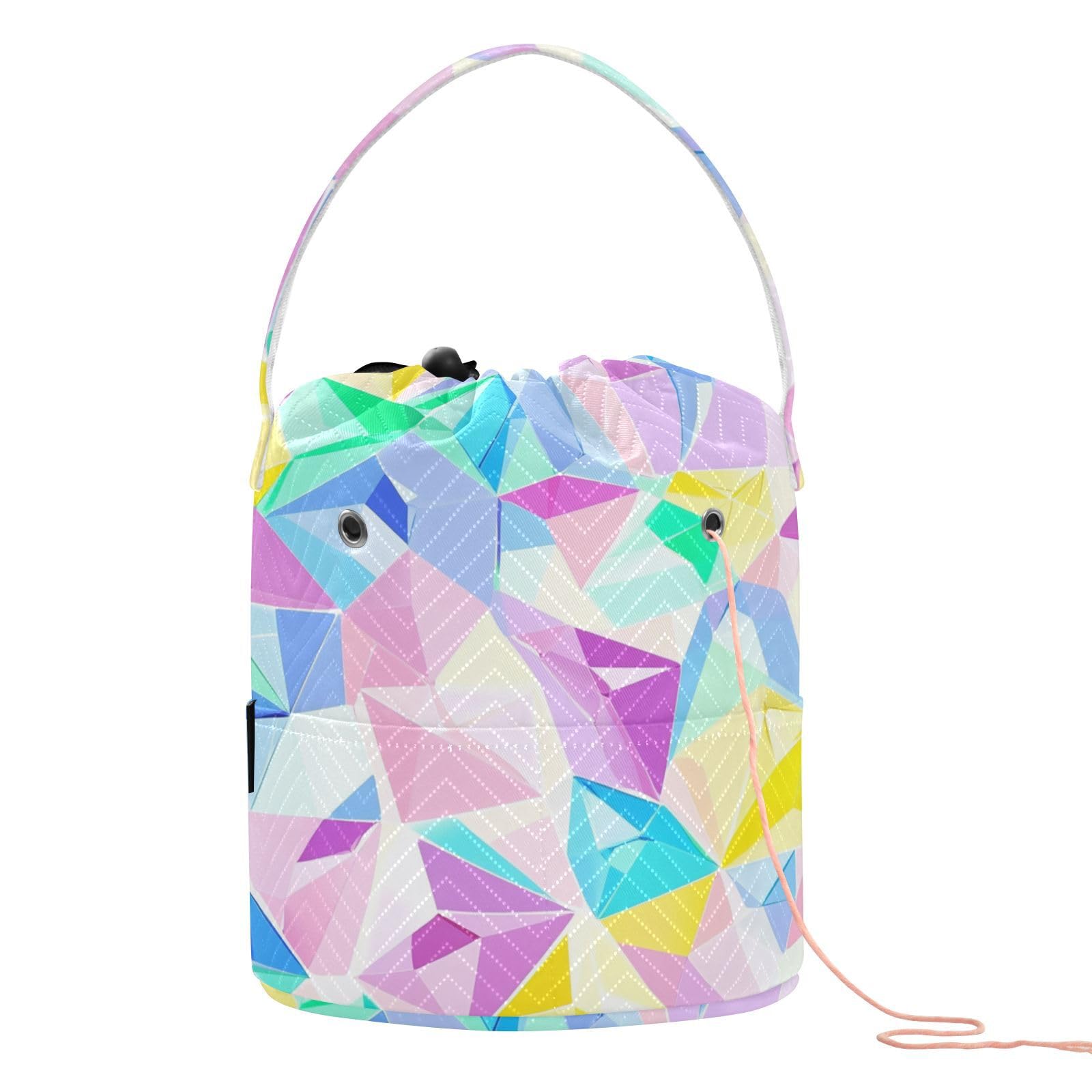 Cartoon Diamonds Twinkle Light Color Crochet Bags Crochet Case Organizer with Holes Craft Bag for Knitting Needle Crochet Backpack