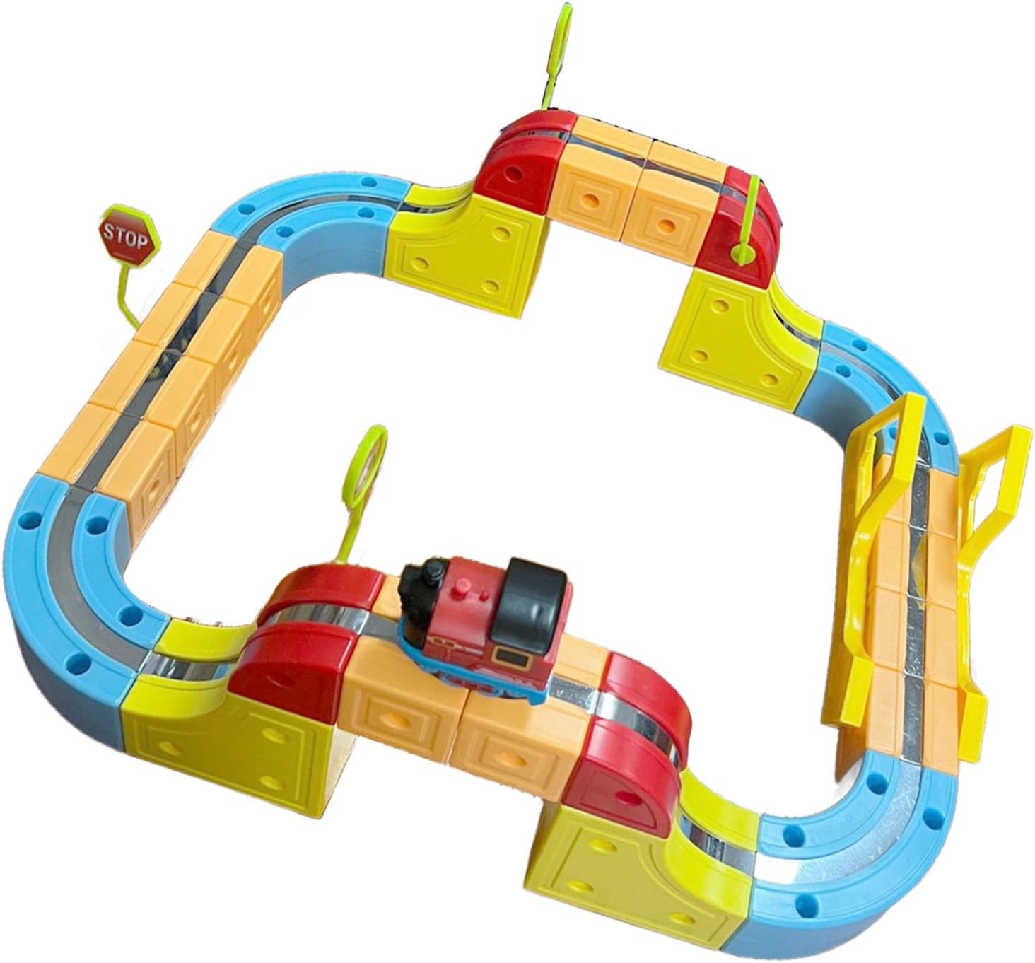Keenso Electric Trains Set, Plastic Racing Track Set with Builtin Lithium Battery for Kids Age 2-4