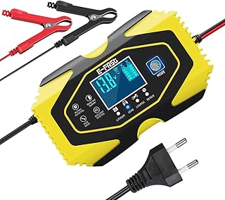 URAQT Caricabatterie Auto 12V/6A 24V/3A, Intelligente Automatic Mantenitore e Caricabatterie Portatile per Auto/Moto, Carica Batteria con Touch Screen LCD per Litio/Acido al Piombo/LiFePO4 Batteria