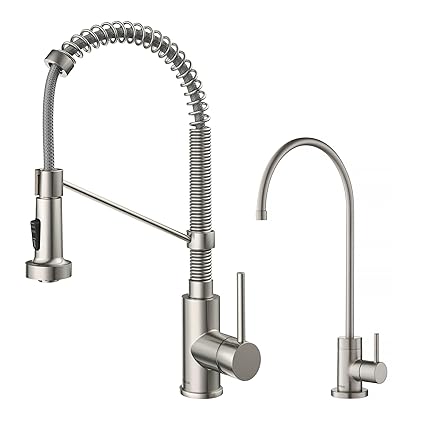Kraus KPF-1610-FF-100SFS Bolden Commercial Style Pull-Down Kitchen Purita Water Filter Faucet Combo, Spot Free Stainless Steel, 18