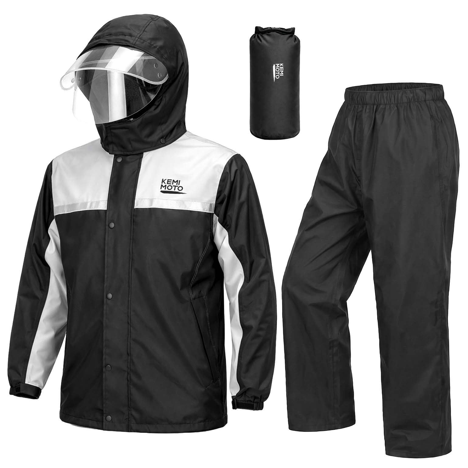 KEMIMOTO Regenanzug für Herren, Wasserdichter Regenmantel, Atmungsaktiv Regenbekleidung Regenjacke für Camping, Wandern, Reisen, Radfahren