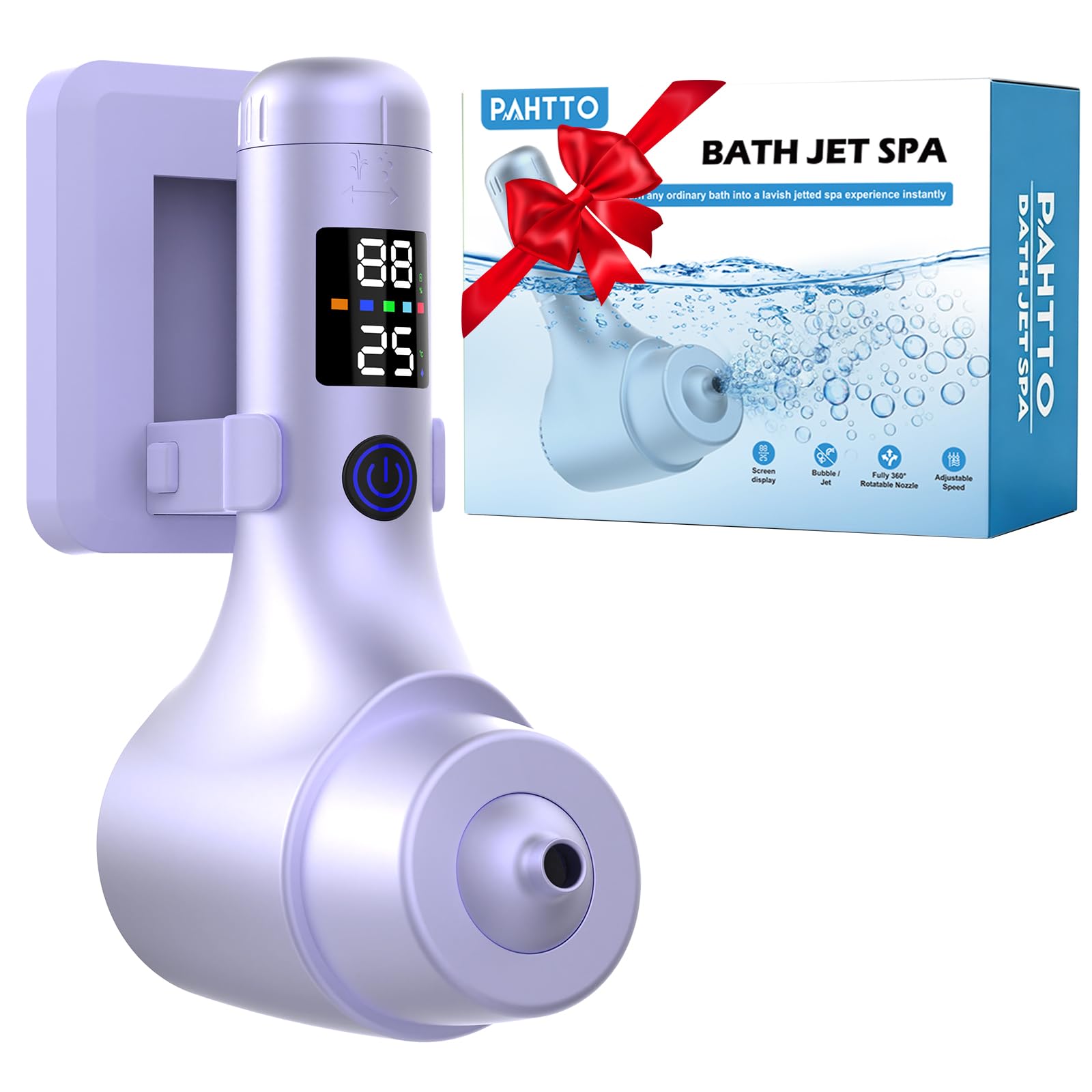 PAHTTO Bath Jet Spa, modalità getto bagno/bolle, accessorio portatile per vasca da bagno con velocità regolabile su 5 livelli, getti per vasca da bagno per la spa domestica e il relax (viola)