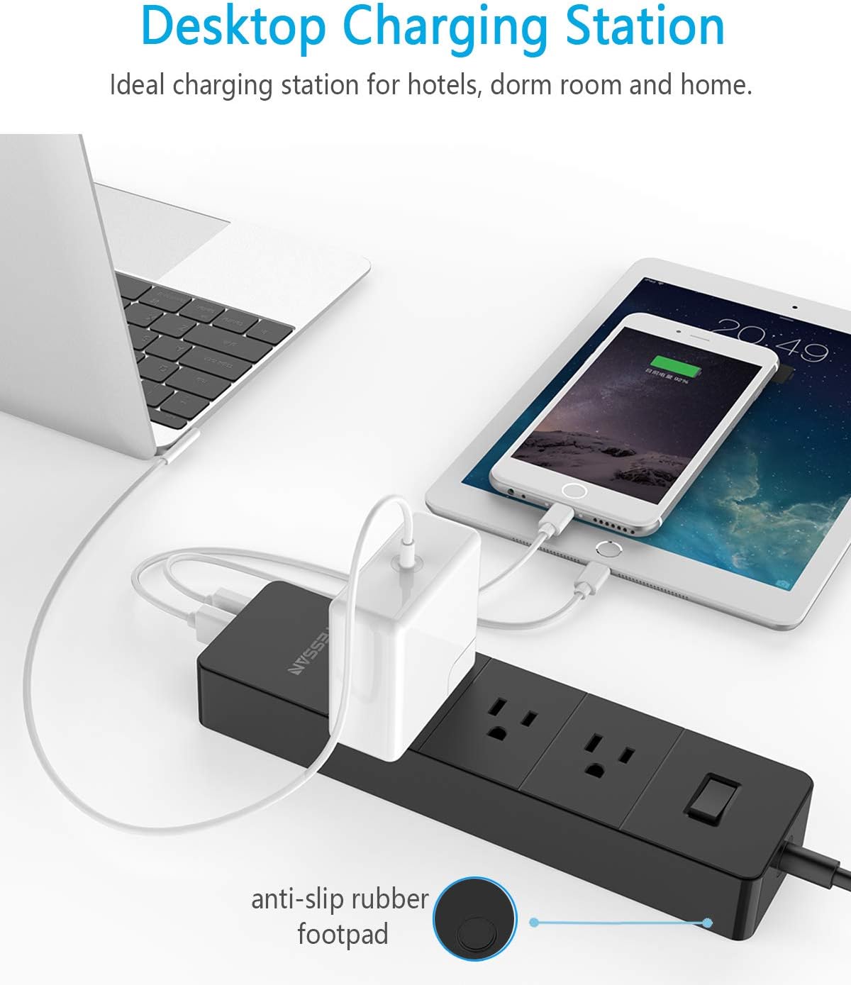 Nеw Dеаl Power Strip with USB, TESSAN International Surge Protector 3 Outlets 4 USB, Desktop Charging Station 5 ft Extension Cord for Dorm Home Office; Universal Travel Plug Adapter for US to Asian Europe UK