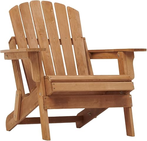 Miniatura 5 de Oversize Wooden Outdoor Folding Adirondack Chair with Pre-Assembled BackRest & SeatBoard, Wood Patio Chair for Garden Backyard Porch Pool Deck