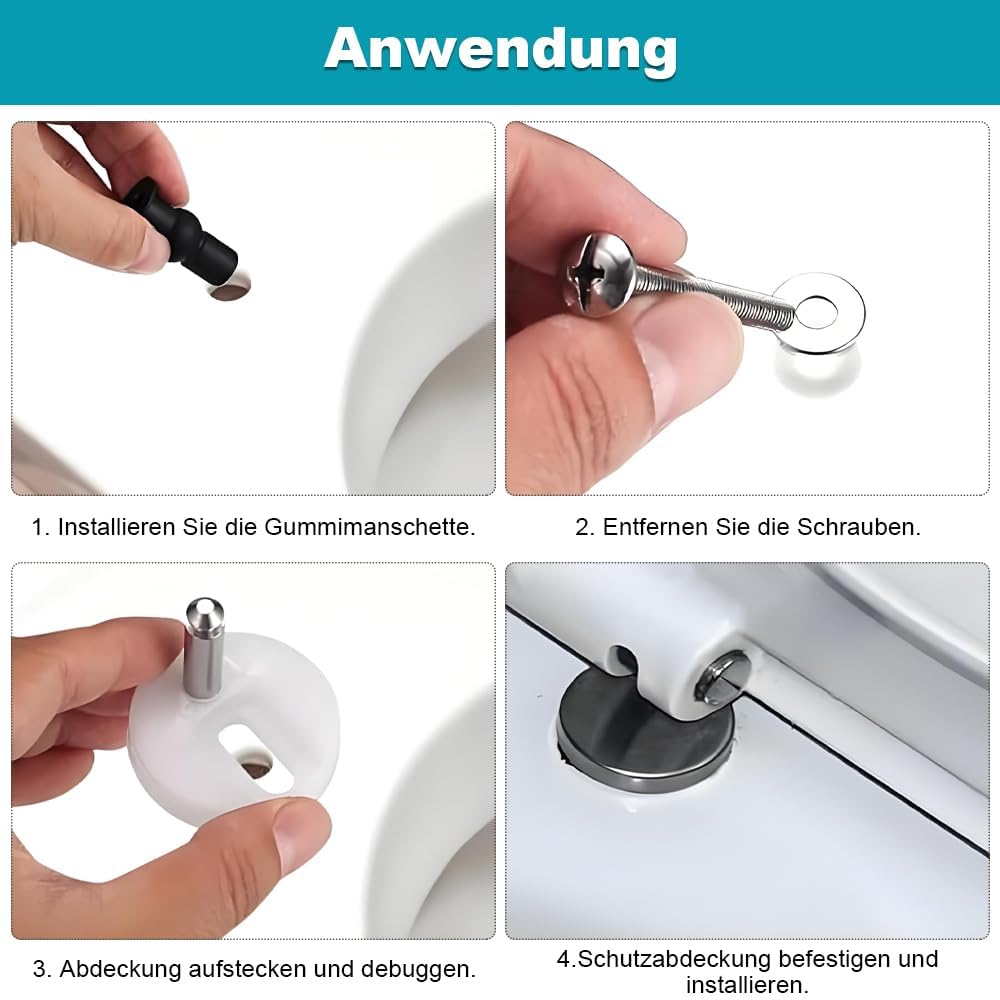 Quick Release Toilet Seat Fixings, 4 Pcs Toilet Seat Fastener Bolt with Screwdriver - Image 4