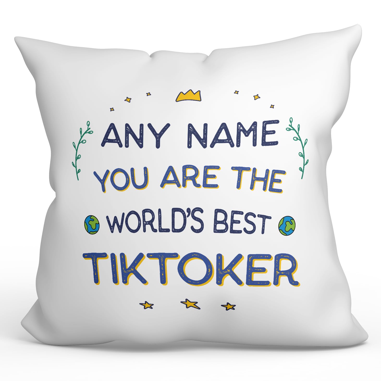 MUGFFINS Personalised Cushion for TIKTOKER Padding included - in English - World's Best - Funny custom gift - Pillow: cover and filling 15.7x15.7 inches โ image 1