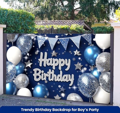 Image of Blue Happy Birthday Banner for Men 6x4ft Blue Happy Birthday Decorations for Men Happy Birthday Backdrop Decoracion De Cumpleanos Para Hombre Feliz Cumpleanos Decoracion Happy Birthday Sign