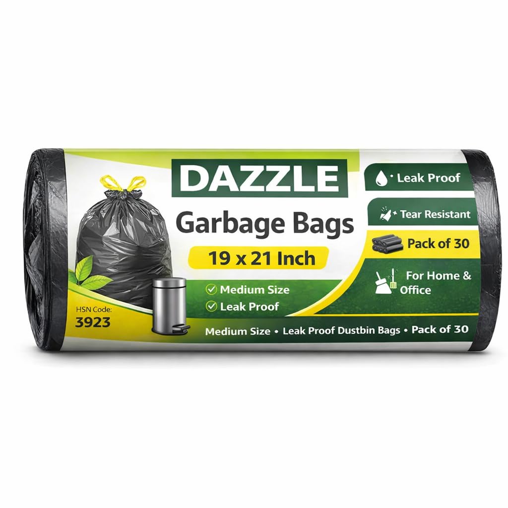 Garbage Bags 19x21 Inch | Medium Size Dustbin Bags | Leak Proof & Tear Resistant | Strong Disposable Trash Bags for Home, Kitchen & Office (pack of 1)-image-20