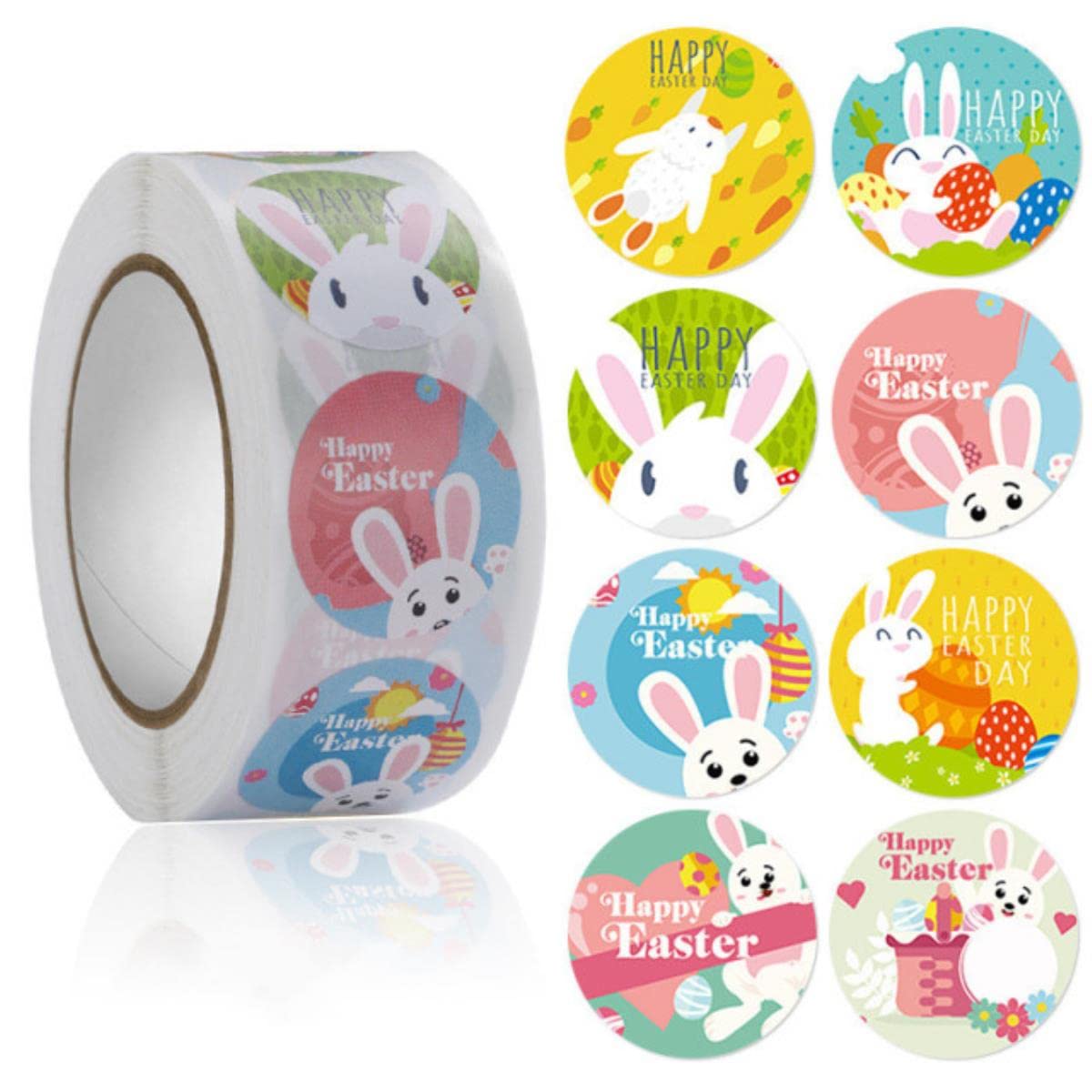 500 Stück Osteraufkleber Set – Osterhasen & Eier Motive, 8 Designs, Für Geschenke & Basteln