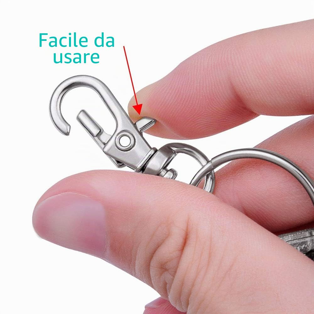 100PCS Premium Girevole Cordino Snap Hook Con Portachiavi, Ganci in Metallo per Anelli Craft