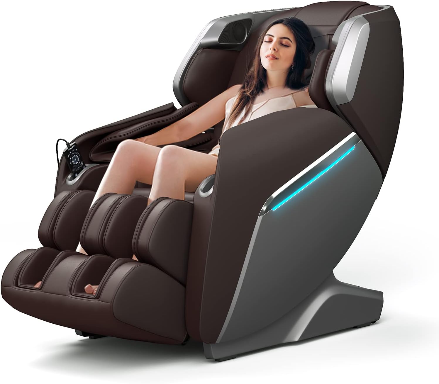 Giantex Massage Chair Full Body, SL Track Massage Recliner Zero-Gravity Massage Chair w/Voice Control, LED Lights, Magnet & Heat Therapy, Air Bag, Foot Roller, Thai Yoga Stretch, Home Office Use