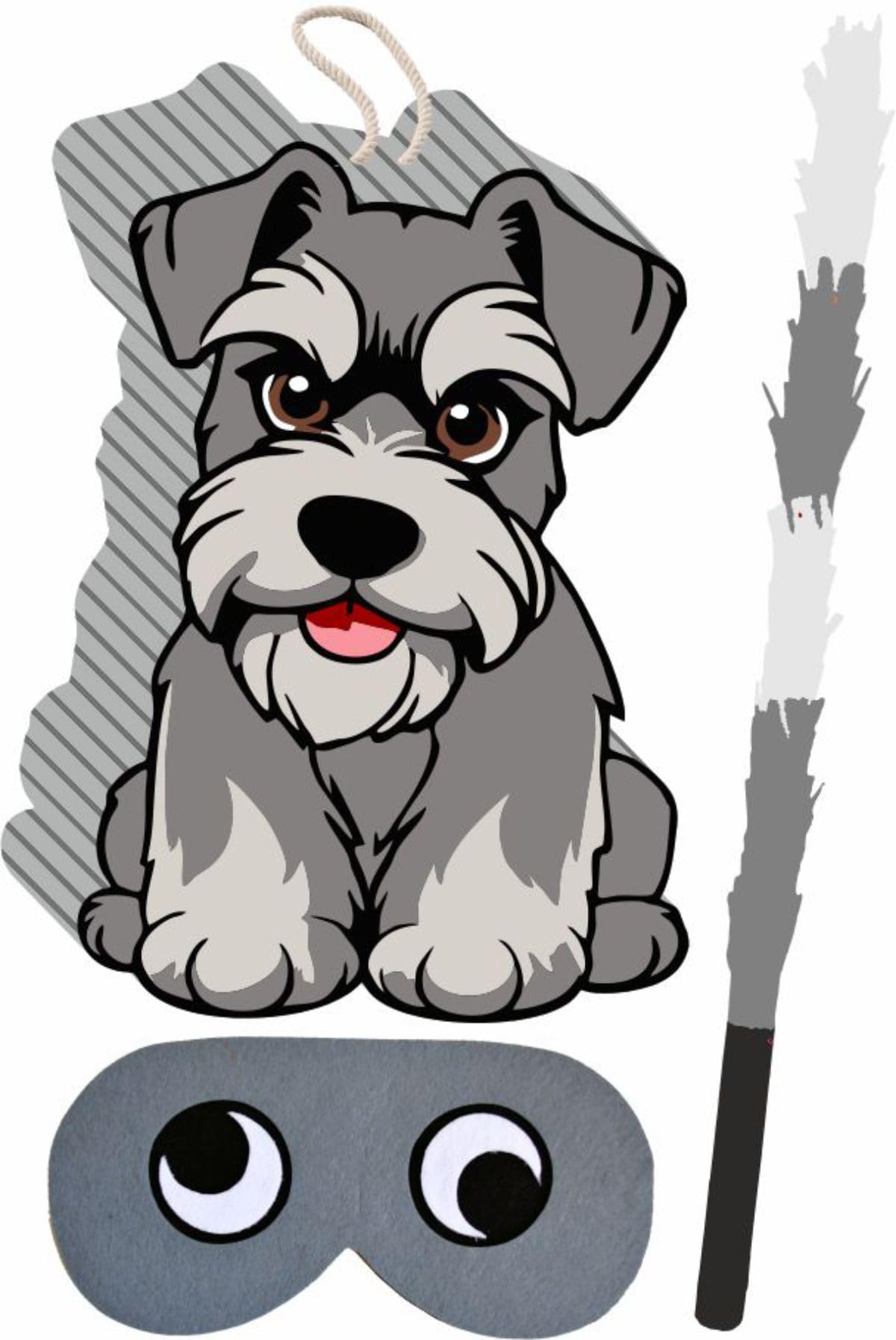 Piñata cumpleaños infantil hecha a mano Perrito Schnauzer (Grande 60x45x10 Centímetros)