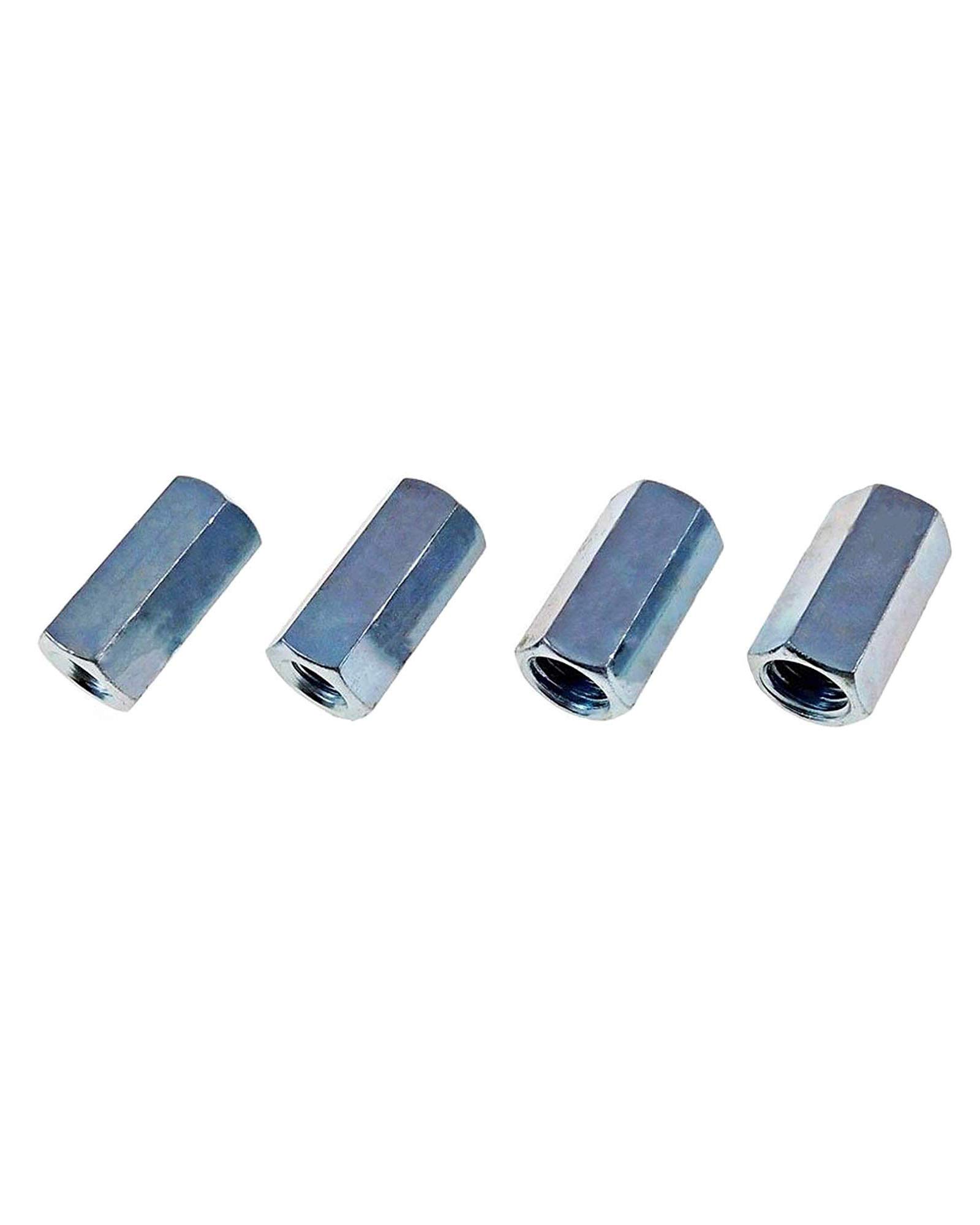 Magic Hub 3/8-16 to 1/4-20 x 1 Long Coupling Reducer Nut, 4 Pack, Zinc Plated, Steel, Commercial Grade, Class 2A, UNC, 1/4
