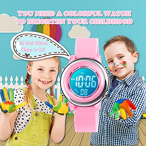 cofuo kids digital sport waterproof watch for girls boys kid sports outdoor led electrical watches with luminous alarm stopwatch child wristwatch