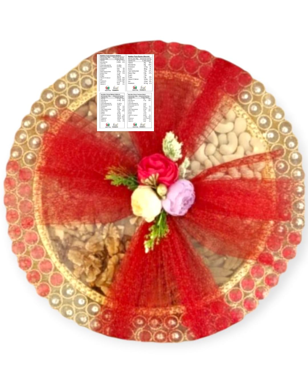 Koogly Kaju+Kishmish+Badam+Akhrot Big Double Stone Thali 400 Grams Net Material Ideal for Gifting Diwali dryfruit Gift Box, Combo Dry Fruits, 400g)-image-46