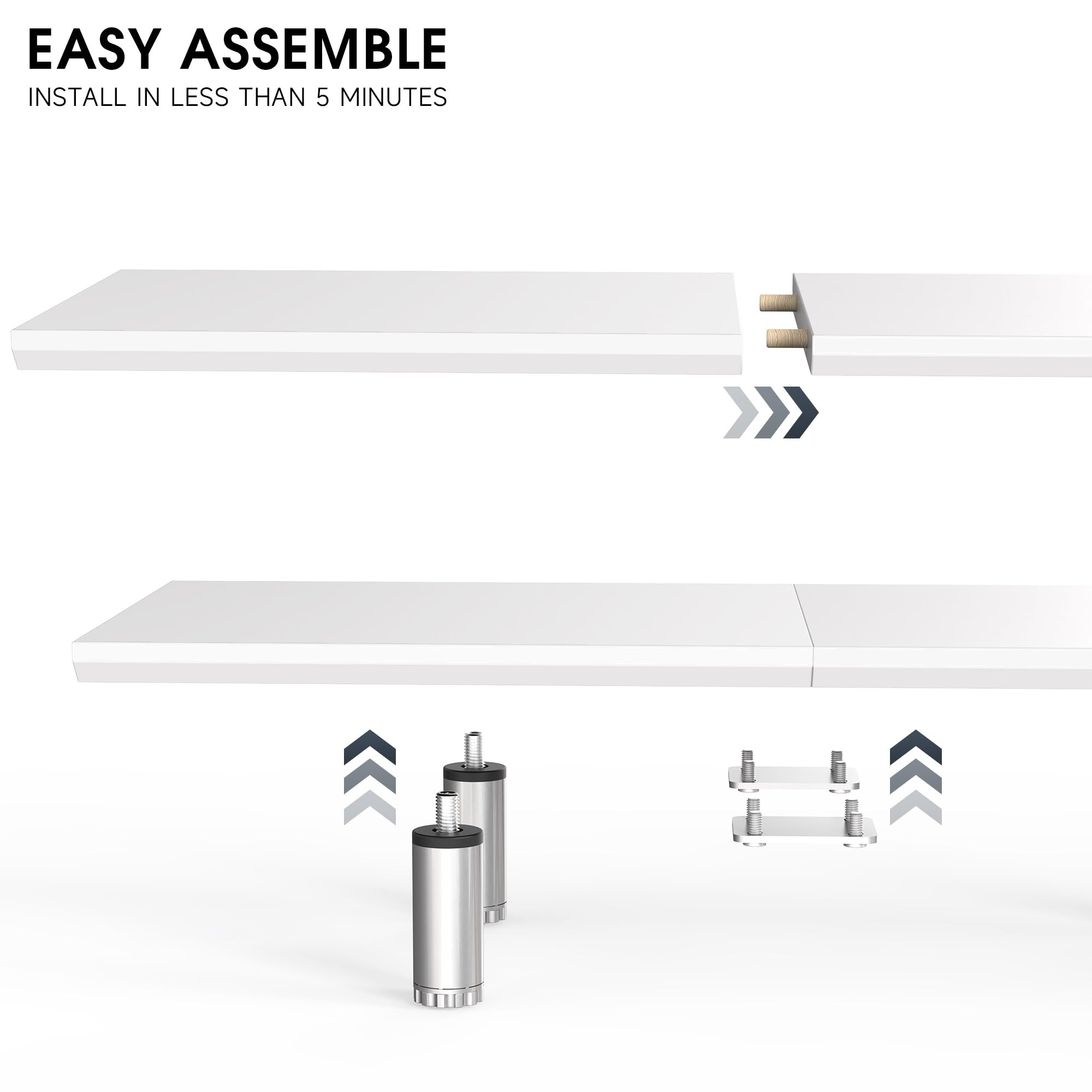 Fenge Monitorständer, 100cm, Höhenverstellbar, Laptop PC TV, Weiß | 2 Geräte, Bis 45kg, 5 Metallfüße, Rutschfeste Füße, Für Bildschirm Computer Drucker Schreibtisch Büro Zuhause, Organizer