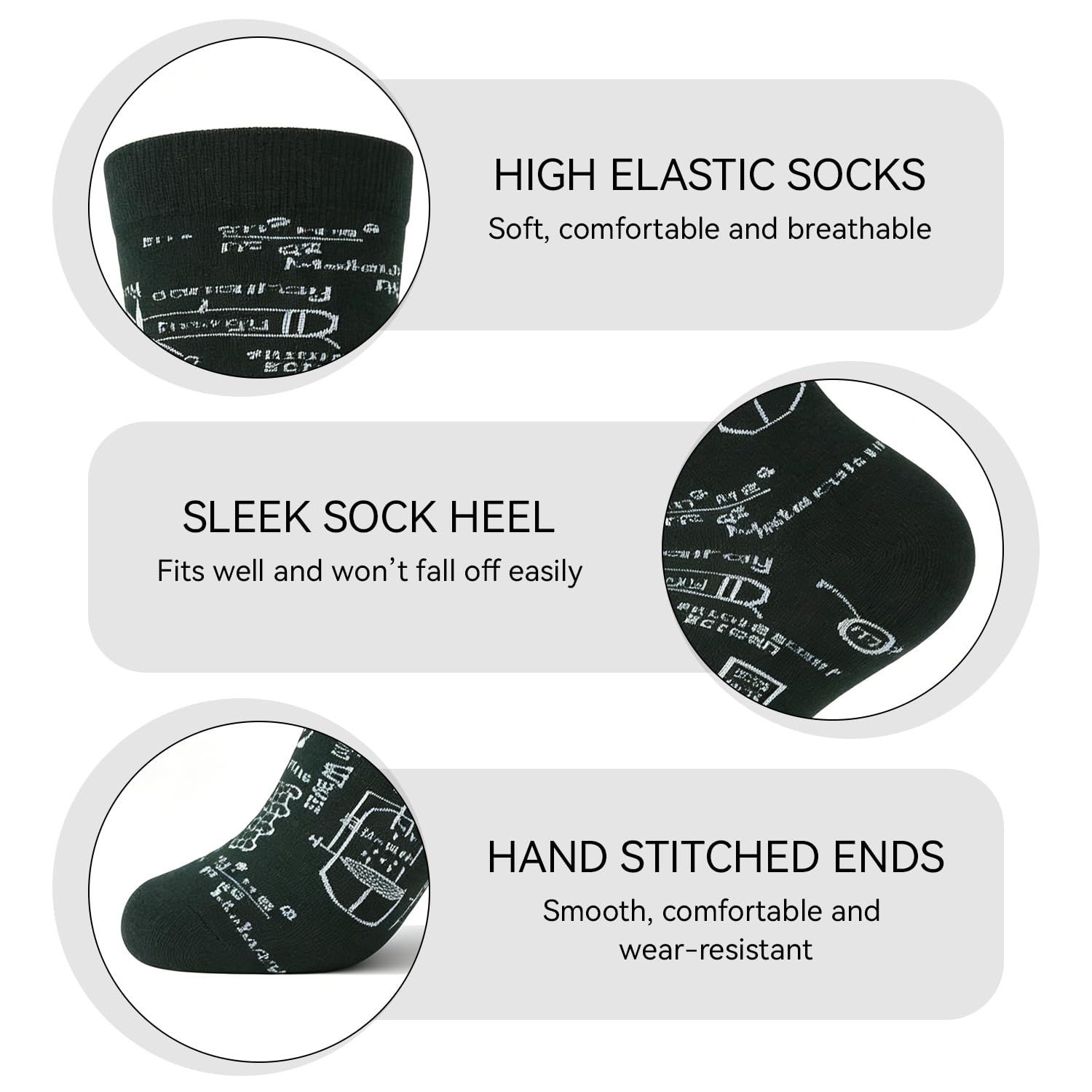 2 Pares De Calcetines De Tubo Con Patrón De Fórmula De Física Y Matemáticas, Estilo Universitario Divertido, Regalos Para Estudiantes De Ciencias, Personalizados Para Usar Con Accesorios.