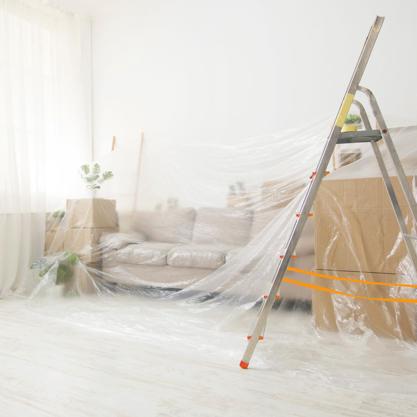 6 Rouleaux Papier de Masquage Peinture,3 Tailles-280/150/55cm Bache de Protection Peinture Transparente, Masker avec Ruban de Adhésifs Masquage Peinture, pour Meuble de Protection