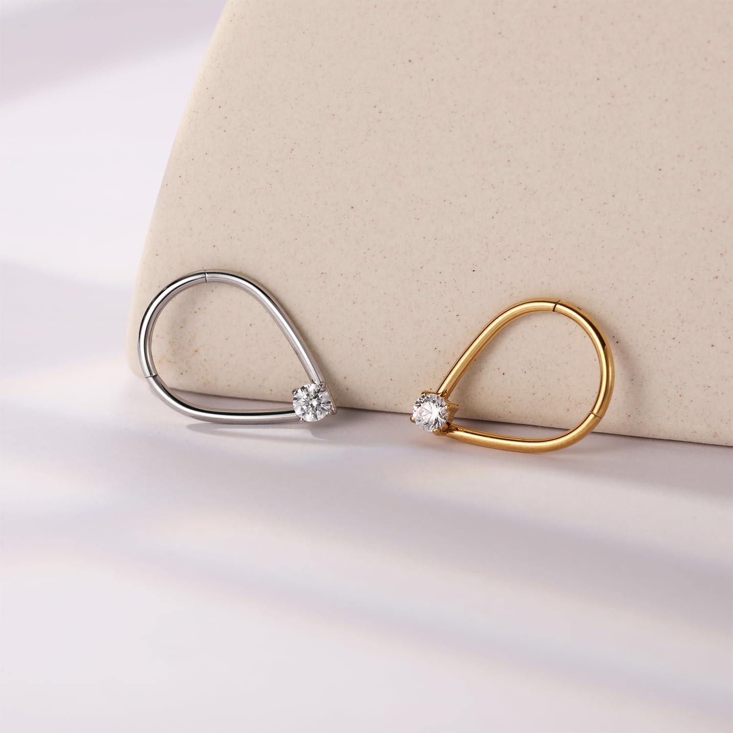 FUNLMO 316L Surgical Steel Septum Ring Daith Tragus Helix Rook Cartilage Piercing Jewelry Teardrop Nose Ring Hoop for Women Men - Image 7