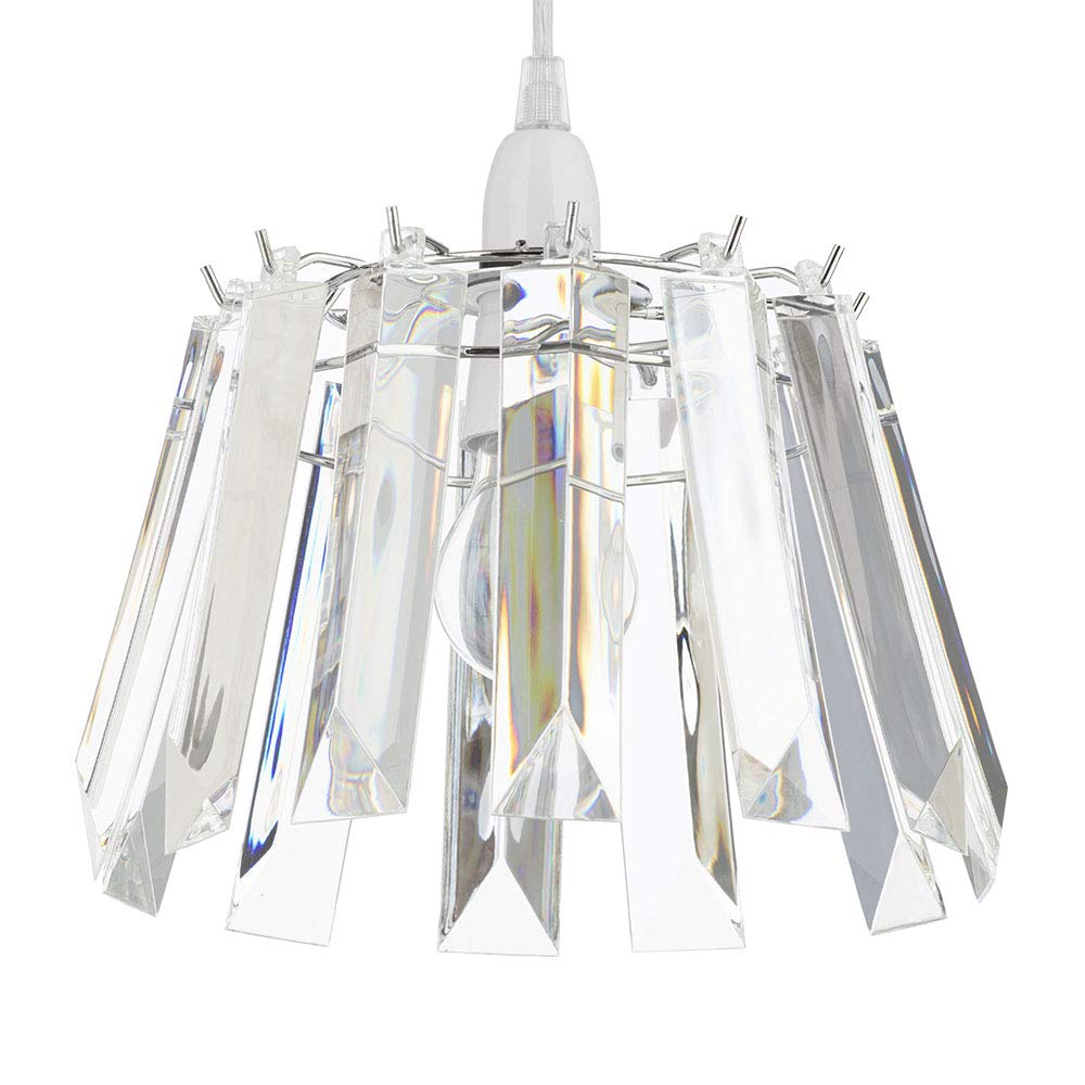 Litecraft Layka Light Shade Easy Fit Crystal Effect Ceiling Pendant - Clear
