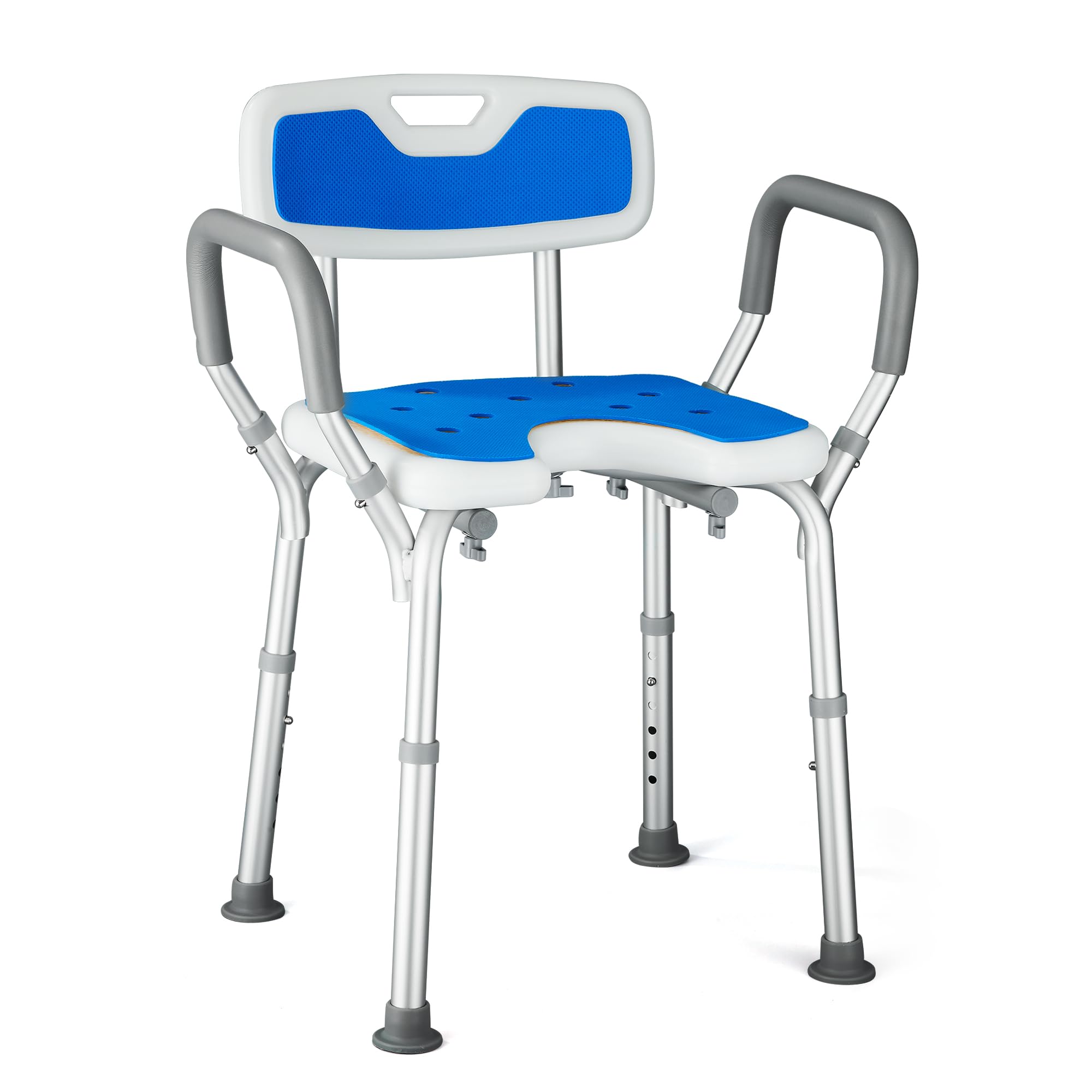 Silla Ducha Personas Mayores Asiento en U Taburete de Baño Antideslizante con Altura Ajustable de 6 Niveles y Reposabrazos Asiento de Ducha Regulable para Ancianos y Discapacitados Global Recycled Standard Global Recycled Standard Global Recycled Standard