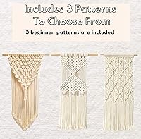 Vista 3 de RQWZBCHX DIY Macrame Wall Hanging Kits, 3 Patterns Macrame DIY Wall Hangers for Beginners, Home Decor with 200 Meters Macrame Cord, 3 PCS Wooden
