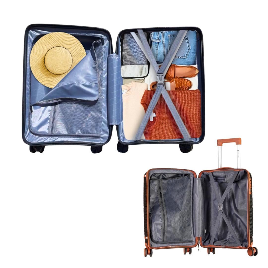 Pierre Cardin - Valigia Trolley rigido con rotelle girevoli 55x38x20 (Arancio)
